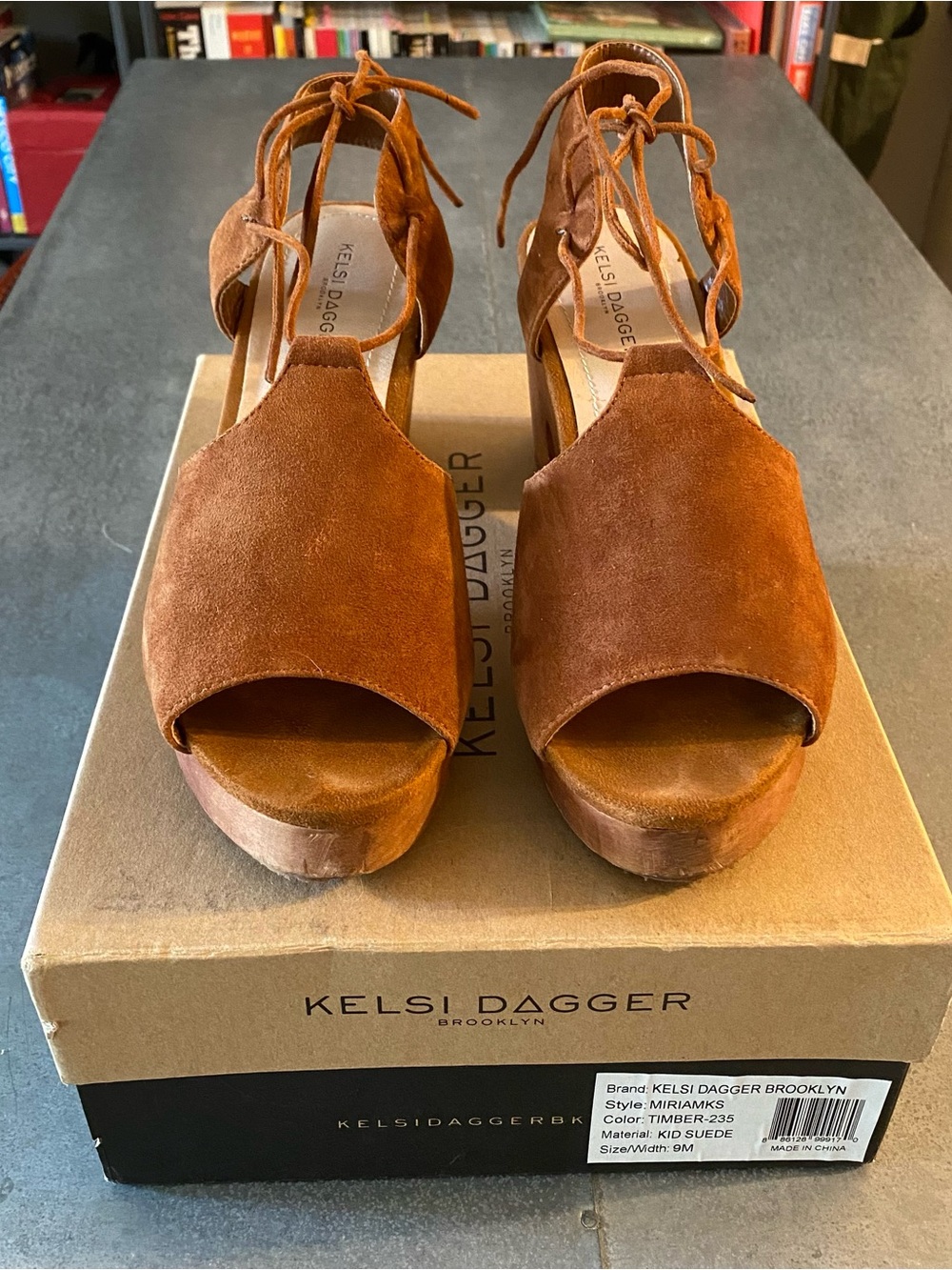 Kelsi Dagger Brooklyn Suede Lace-Up Block Heel Sandals